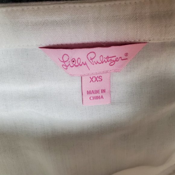 Lilly Pulitzer 25150 Adira Sz 2XS White Off Shoulder Wrist Ties Fringe Dress A20 - Picture 3 of 5